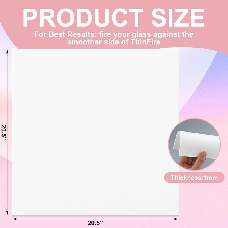 Tujoe 15 Sheets 20''x20'' Thinfire Kiln Shelf Paper Thin Fire Kiln Shelf Paper for Glass Fusing for Smooth Surface Glass Fusing Supplies DIY Crafts - Image 2